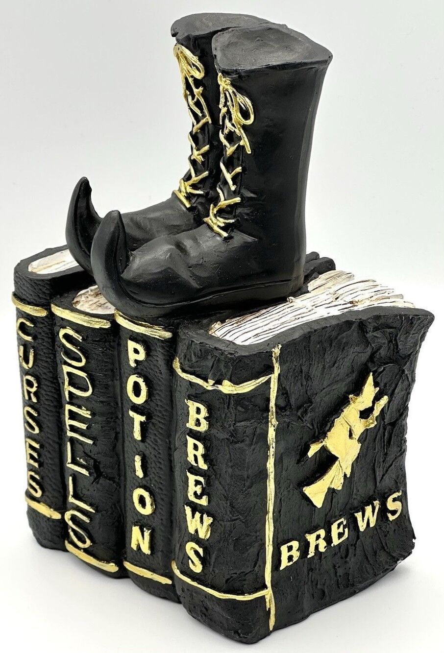 8" Halloween Witch Boots Sitting on Recipe Books Prop Figurine Decor